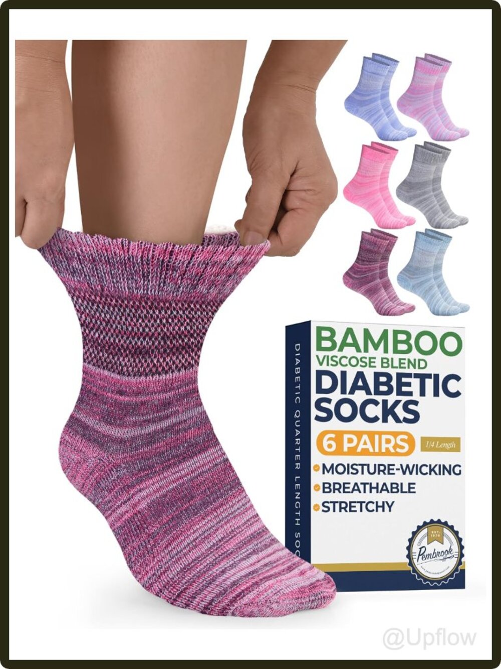 Unisex Ankle Diabetic Socks 6 Pack Bamboo Viscose Seamless Non Binding